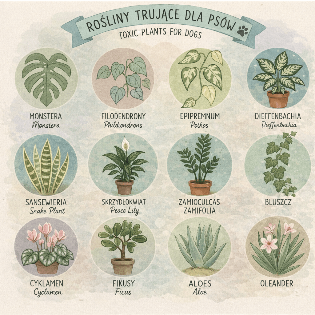 Trujące rośliny w domu: jak chronić psa, rozpoznać objawy i udzielić pierwszej pomocy?