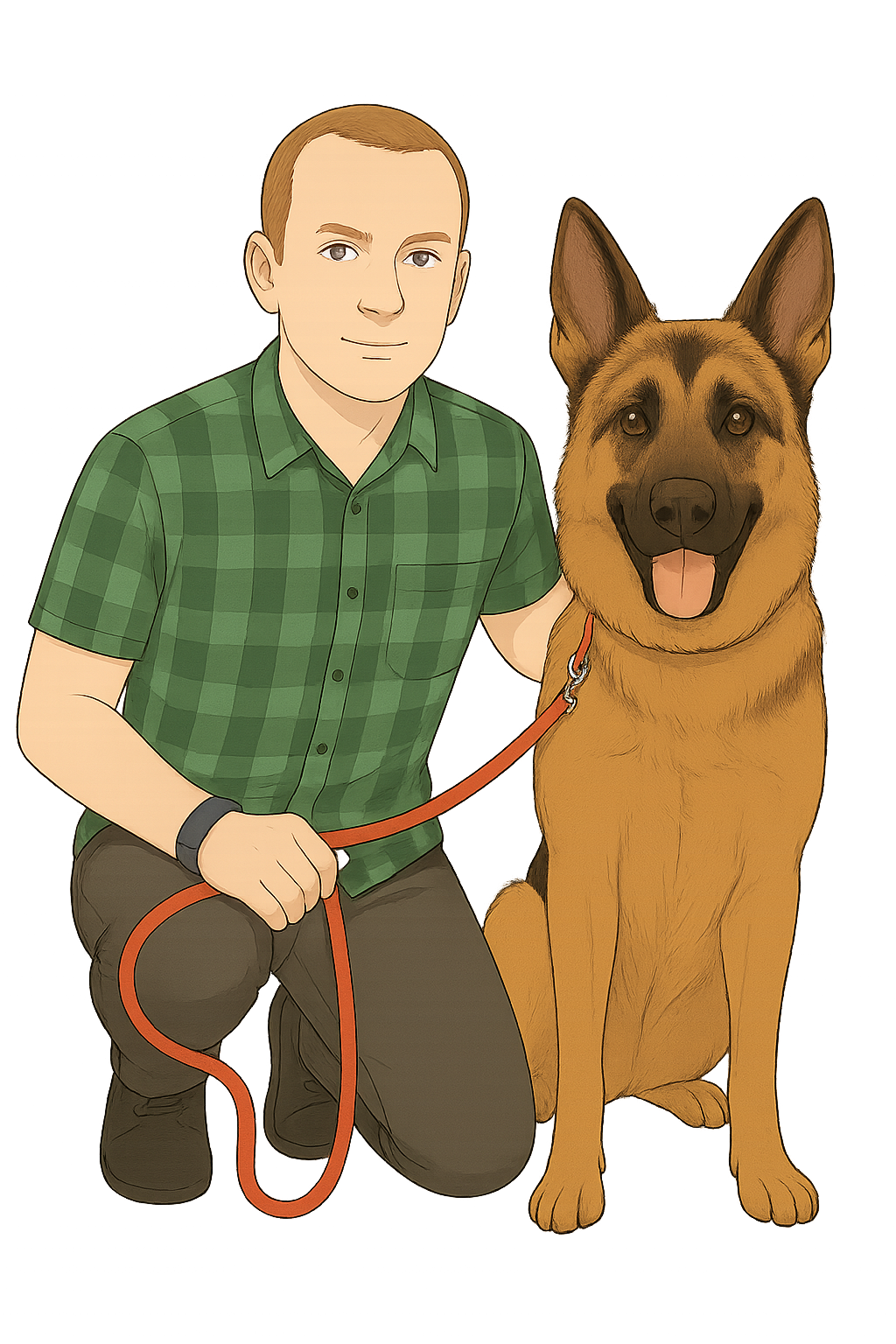 Ilustracja trenera psów z psem